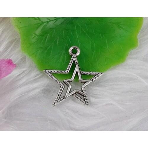 Vintage Silvers Double Pentagram Killer Whale Dangle Charms Pendants For Bracelet Necklace Jewelry Making Accessories Q136