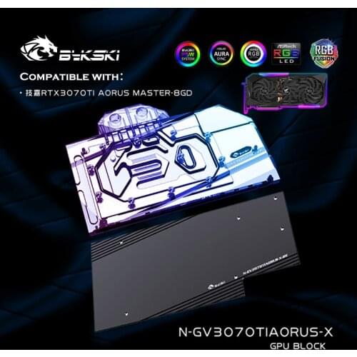 Bykski N-GV3070TIAORUS-X,GPU Water Block For Gigabyte RTX 3070TI AORUS MASTER 8GD Graphic Card Radiator,VGV Watercooler Heatsink