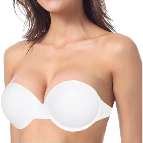 YANDW Sexy Bras For Women Push Up Backless Simple Style Strapless Adjustable Straps Underwire 70 75 80 85 90 A B C D