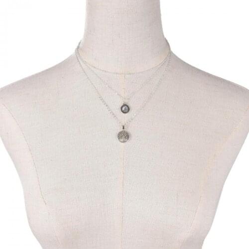 Punk Girl Fashion Necklace 2020 New Temperament Wild Tree Of Life Round Resin Multilayer Necklace Women Wholesale Serpiente