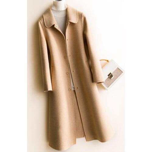 2021 Women Fashion Double-faced Woolen Coat High Quality Autumn Winter Slim Long Wool Jackets Female Winter Wool Blends Outwear