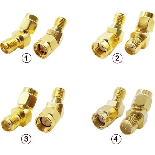 1Pcs SMA Kits Adapter SMA Male/SMA Female to RP SMA Male Plug /RP SMA Female Jack 135 Degree Connector for FPV Goggles Antenna