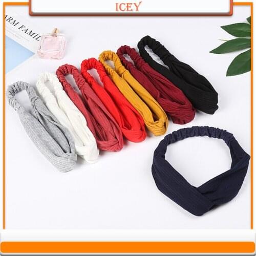 Knitted High-Elastic Hair Accessories Wash Face Headband Turban Headwear Butterfly Bow Fabric Hair Band Sport Hairbands