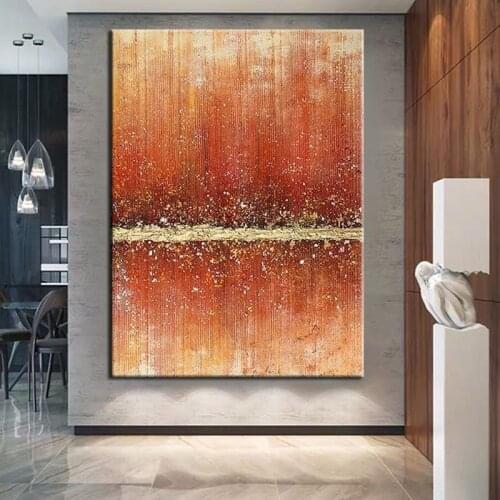100% Hand Painted Abstract Canvas Painting Orange Gray Modern Wall for Living Room Luxury Huge Wall Art Simple Large Size