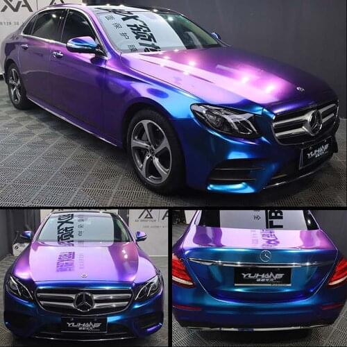 18Mx1.52M Glossy Sparking Diamond Chameleon Purple Blue PVC Vinyl Wrap Decals Car Whole Body Sticker Color Changing Film