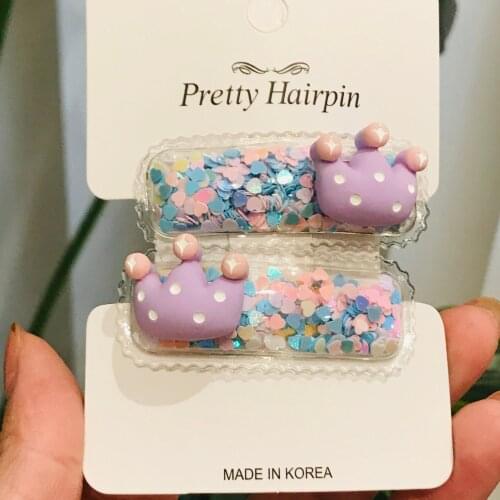 2Pcs/set Girls Cute Crown Fruit 5 cm Hairpins Children Lovely Hair Clips Barrettes Headband Kids Hair Accessories