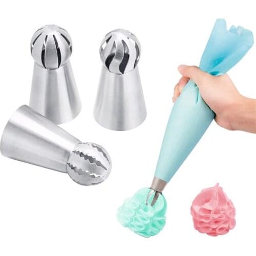 Torch Russian Flower Icing Piping Nozzle Tips Sphere Ball Cake Decoration Kitchen Pastry Cupcake Baking Pastry Tools 1PC/3Pcs