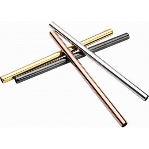 Free shipping 300PCS Reusable 12MM Bubble Tea Straws, PVD Plated 12MM Straight Metal Straws, 12MM Colored Straws for Smoothie