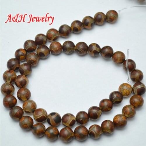 5pcs Ancient Brown Color Special Veins 6~8mm Dzi Stone Strand Loose Beads Fashion Tibetan Jewelry Making Materials