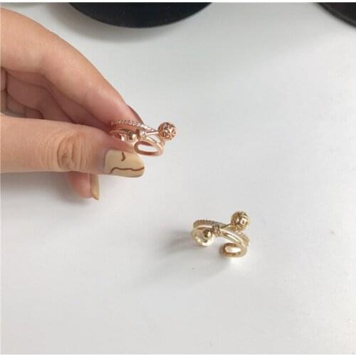 925 sterling silver opening temperament simple design hollow pattern round opening ring Korean version wild ring female