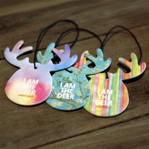 Car Perfume Air Pendant Freshener Cute Antlers Fragrance Papers Car Rear View Mirror Ornament Accessories Interior Car Styling