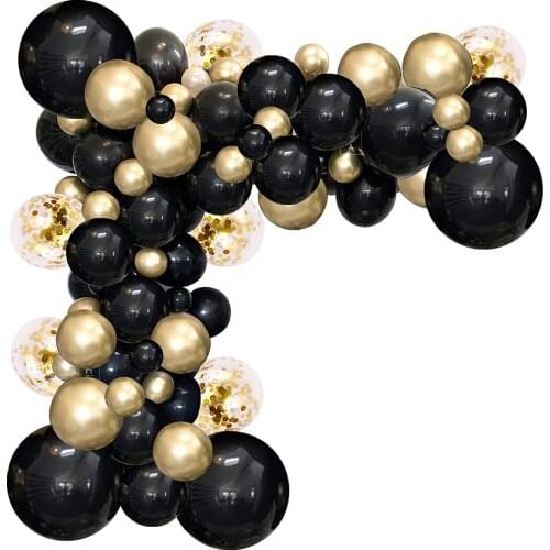 Black Gold Balloon Garland Kit Party Supplies Decorations Latex Confetti Balloons Graduation Christmas Baby Shower Birthday