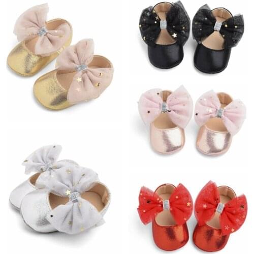 Infant Soft Sole First Walkers Big Bow Baby Shoes Baby Girls Princess Shoes PU Leather Soft Bottom Toddler Shoes 2019