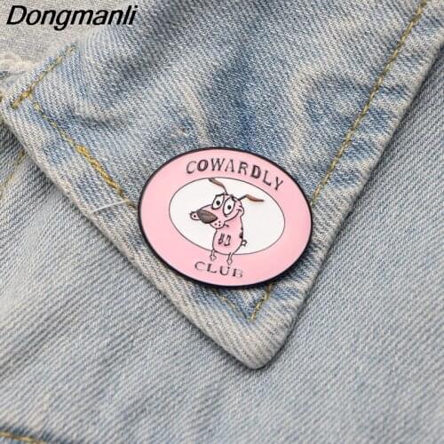 DMLSKY creative theme cartoon Soft Enamel Pin Clothing bags Brooch Cowardly Club Cute Men Lapel Pins Kids Pins M2488
