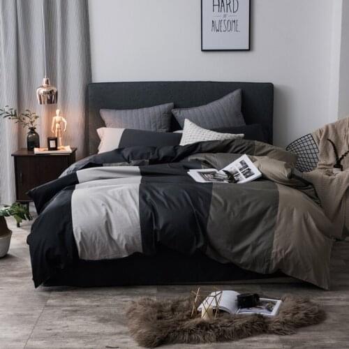 Pure Cotton Bedding Set Duvet Cover Four-piece Set Nordic Modern Minimalist Striped Plaid Soft and Comfortable Bedding
