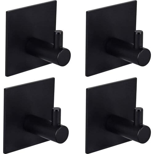 Creative Adhesive Hooks Self Adhesive Black Wall Mounted Hanger for Key Robe Coat Towel