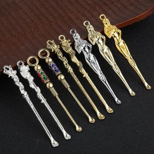 Brass Ear Wax Pickers Curette Keychain Pendants Portable Ear Care Tool Ear Picks Spoon Cleaning Removal Supplies