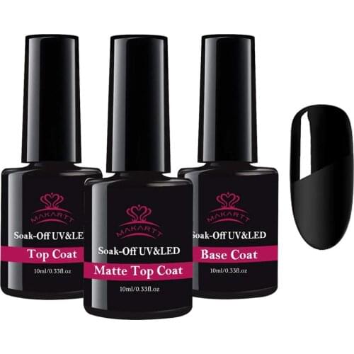 Makartt 10ML Matte Top Coat and High Gloss Top Gel Coat Base Coat Set - No Wipe top Coat, Gel Nail Polish Matte Shine Finish