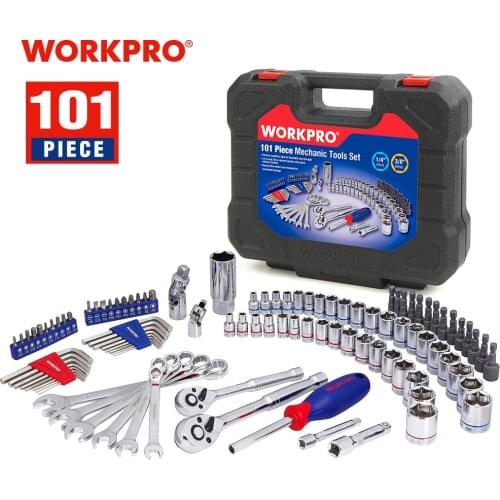 WORKPRO 123PC Home Tool Set for Car Repair Tool Set Socket Set 1/4" 3/8" 1/2" Ratchet Wrenches
