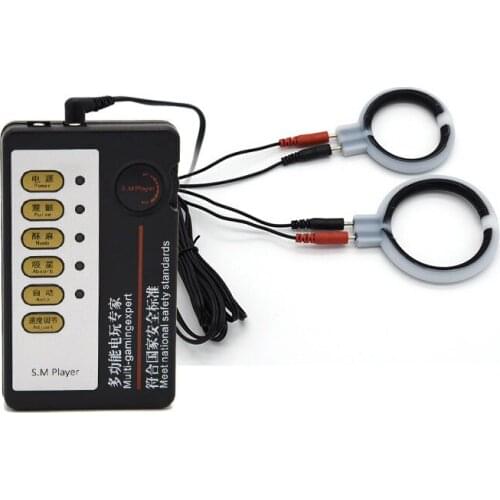 Electric shock penis ring set silicone penis extender pulse therapy massager penis physiotherapy circle medical theme toys