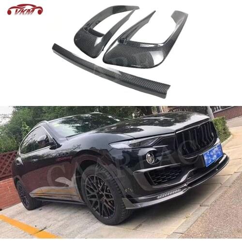 3PCS Carbon Fiber Front Bumper FogLamp outlet Frame Cover for Maserati Levante 2016 - 2019 MS Style Head Bumper Vent Trim