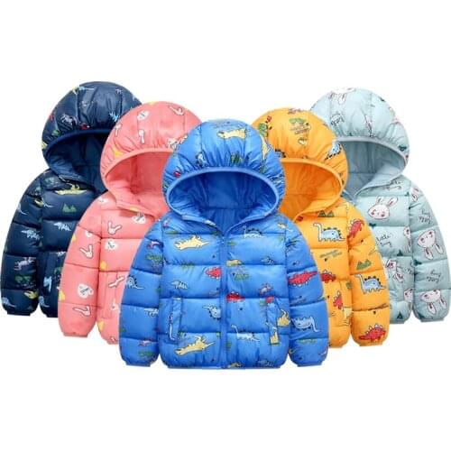 2021 Autumn Winter Baby Kids Solid Outerwear Infants Boys Girls Hooded Jacket Coats Clothing Christmas Cotton Padded Clothes
