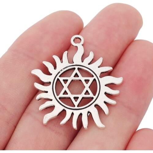 20 x Tibetan Silver Sun Star of David Charms Pendants for DIY Necklace Bracelet Earring Jewelry Making Findings 34x31mm