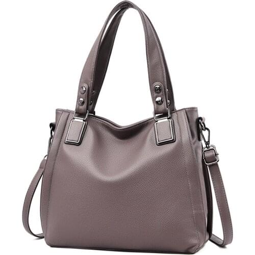 Simple solid color shoulder bag soft leather womens shoulder bag ladies large casual tote bag handbags for women hand bag