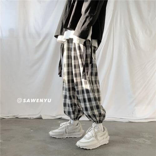 Dropshipping Harajuku Plaid Pants for Men Trousers 2021 Streetwear Woman Harem Pants Autumn Ladies Causal Pants Plus Size
