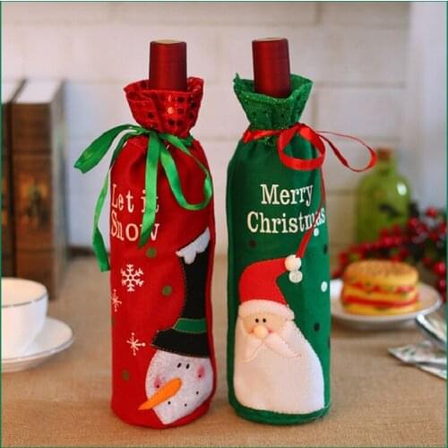 Christmas Wine Bottle Cover Christmas Decorations Elf Santa Claus Snowman Wine Bag Red Wine Bottle Bottle Bag Decoration Party