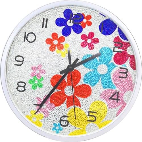 Christmas Decorations For Home Hot 5D Full Diamond Painting Flower Wall Clock Special Shaped Diamond Painting Embroidery Clocks
