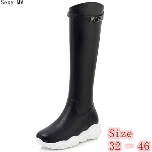 Spring Autumn Winter Women Knee High Boots Platform Woman Thigh High Boots Botas Small Plus Size 32 33 -40 41 42 43 44 45 46
