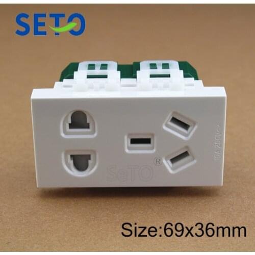 SeTo 128 Type Five Hole Power Socket Module 10A 250V Electric Plug Keystone For Wall Plate Socket