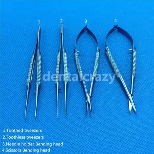 Dental Instruments 16cm Ophthalmic Surgical Instruments Titanium Scissors+Needle Holders +Tweezers Surgical tools