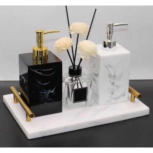 Weddiing Gift Home Decor Resin Bathroom Set Imitation Marble Washroom Accessories Toothbrush Holder Soap Dispenser Soap Dish Bat
