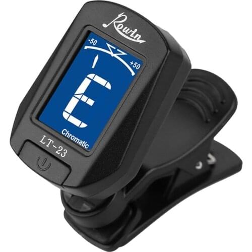 Rowin LT-23 Mini Guitar Tuner Clip On Tuners for Chromatic Bass Violin Ukulele Replaceable Battery Black White Optional