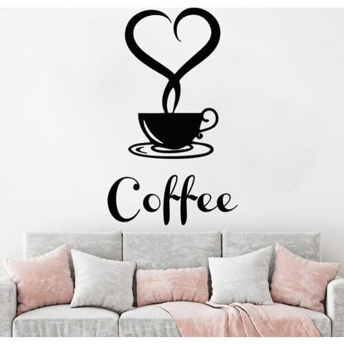 Coffee Cup Vinyl Wall Sticker Coffee Shop Restaurant Wall Decor Decal Kitchen Decoration Art Decals Decals For Walls From HY632
