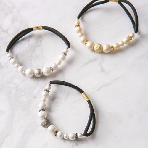2020 Fashion sweet ponytail holder band cute women girls Frosted imitation pearl hair rope Hairband