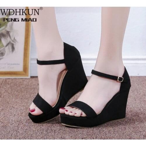 2020 New Women Shoes Platform Sandals Women Peep Toe High Wedges Heel Ankle Buckles Sandalia Espadrilles Female Sandals Shoes