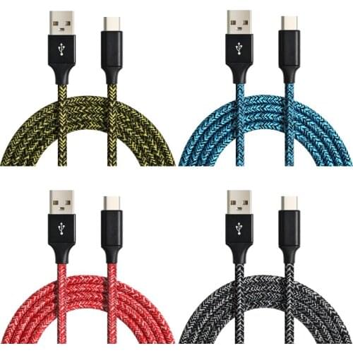 1m 2m 3m Colorful Cloth yarn micro 5pin 8pin fabric nylon braided usb data sync charger cable for samsung iphone typeC 2A 50pcs