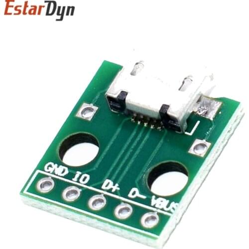 10pcs MICRO USB To DIP Adapter 5pin Female Connector B Type PCB Converter Breadboard Switch Board SMT Mother Seat