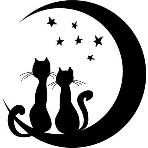 15.4*15cm Warm And Romantic Moon Stars Cat ,Auto Car/Window Vinyl Decal Sticker Decals Decor Car Accessories
