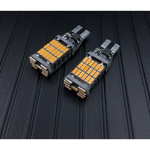 2PCS T15 W16W 921 45 SMD LED 4014 Car Auto Canbus Marker Lamps Reading Light Interior Lighting Bulb Red White Amber