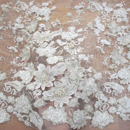 2020 beaded embroidery bridal lace fabrics lace embroidery fabric tulle HY0771-1