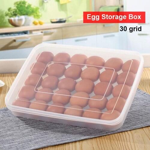 30 Grid Egg Container Refrigerator Food Storage Box Organizer Fresh Box Dumplings Vegetable Egg Holder Stackable Kitchen Storage