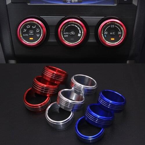 3x Control Knob Ring Cover Aluminum Alloy Air Conditioner Condition Button Circle Fit For Subaru XV 2012-2017 Forester 2013-2018