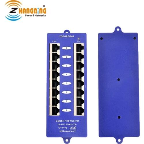 802.3af PoE Patch Panel 1000Mnps Networking PoE injector Mode B Security Gigabit 8Port PoE Injector Use with any Ethernet switch