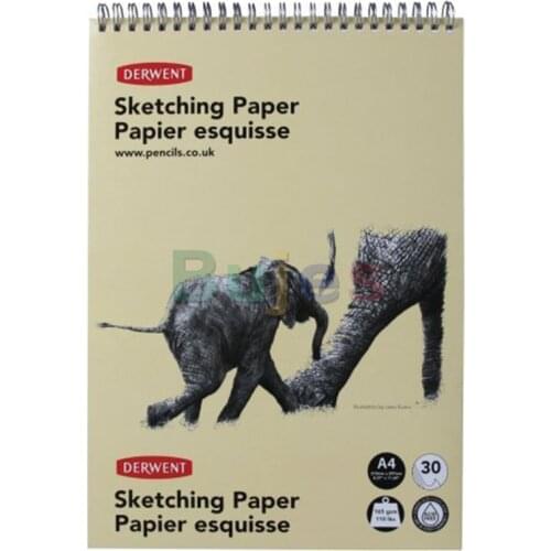 Derwent Sketch Pad, A4, Portrait, 8.27 X 11.69 Inches Sheet Size, Wirebound, 30 Sheets (2300139), White