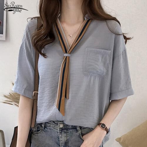 Blusas 2021 Fashion Women Blouses Plus Size O-neck Blouse Women Shirt Half Sleeve Summer Lady Tops Shirts Chic Blouses New 0626