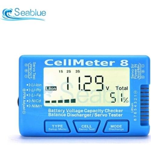 RC CellMeter8 LCD Digital Battery Capacity Checker CellMeter 2-8S 4-8S Servo LiPo Li-lon NiMH Battery Tester RC CellMeter7